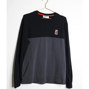 FILA Charcoal Gray Black Long Sleeve Tshirt - Large